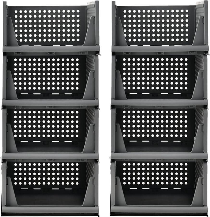 JGS Veelzijdige Stapelbare Opbergdozen voor Kleding en Huishoudelijke Artikelen Grijs Set van 8