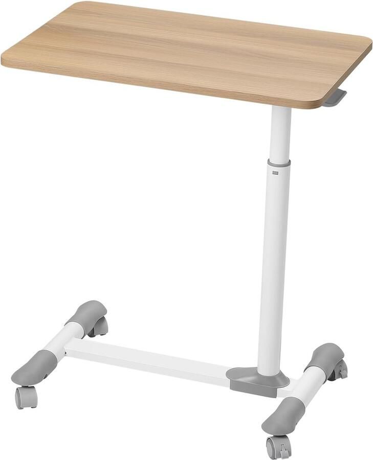 JGS Bedtafel op wielen in hoogte verstelbaar 62-77 cm computerbureau in hoogte verstelbaar met wielen werkstation op wielen voor bank bed kinderkamer en thuiskantoor (eiken)