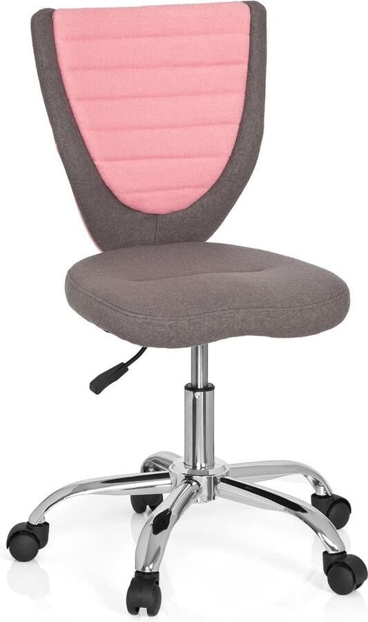 JGS Verstelbare Kinderbureaustoel KIDDY Comfort in Grijs Roze Perfect voor Studie en Thuiswerk