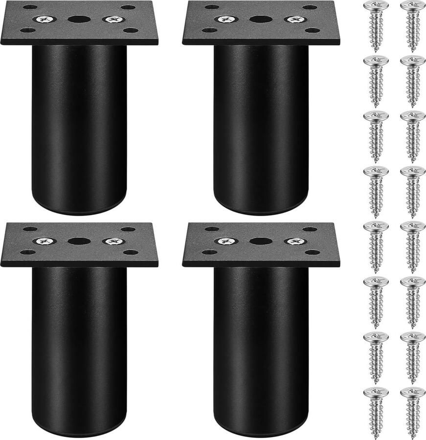 JGS Verstelbare Meubelpoten Set van 4 voor Banken Kasten Tafels en Meer in Zwart
