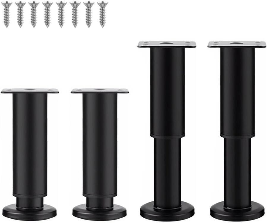 JGS Verstelbare Meubelpoten Set van 4 voor Meubels met Hoogte Aanpassing van 18-30 cm in Zwart