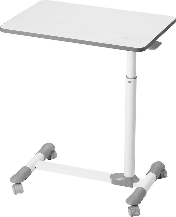 JGS Bedtafel op wielen in hoogte verstelbaar 62-77 cm computerbureau in hoogte verstelbaar met wielen werkstation op wielen voor bank bed kinderkamer en thuiskantoor (wit)