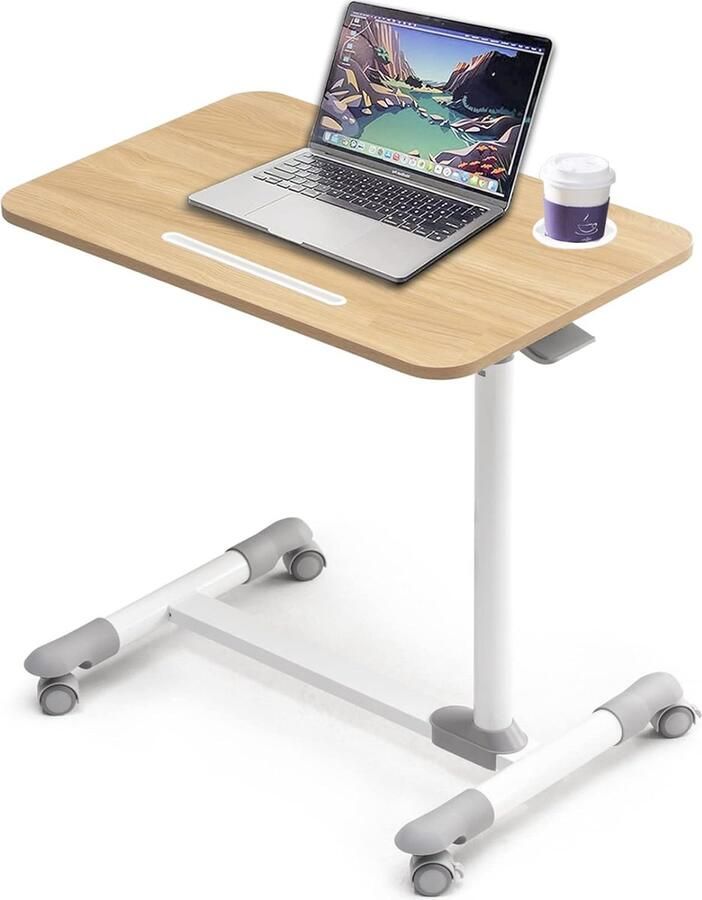 JGS Verstelbare Overbedtafel met Wielen Roltafeltje Premium Laptoptafel Nachttafel