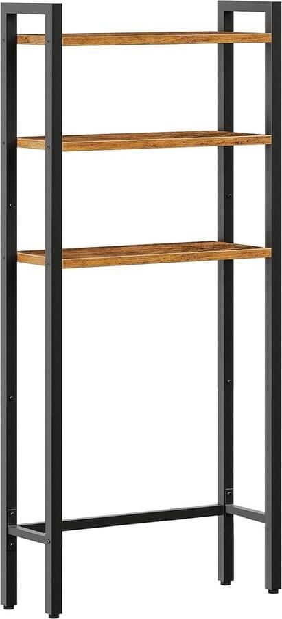 JGS Vintage Badkamerrek met 3 Verdiepingen Ruimtebesparend en Multifunctioneel in Bruin-Zwart