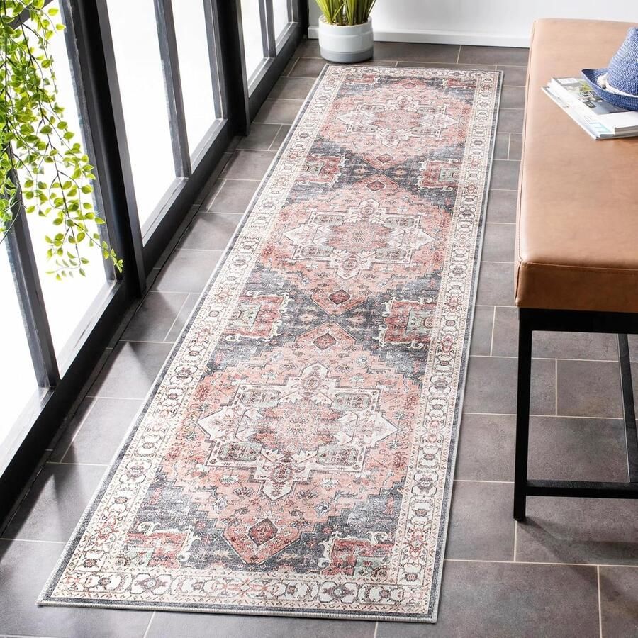 JGS Vintage Geïnspireerde Wasbare Loper Tapijt 60 x 240 cm voor Woonkamer en Keuken