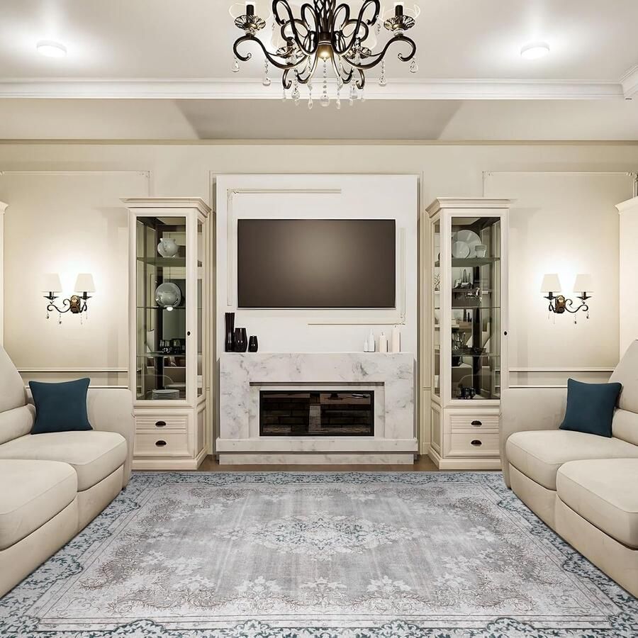 JGS Vintage Oosterse Woonkamertapijt Machinewasbaar Laagpolig Tapijt in Grijs 120 x 170 cm