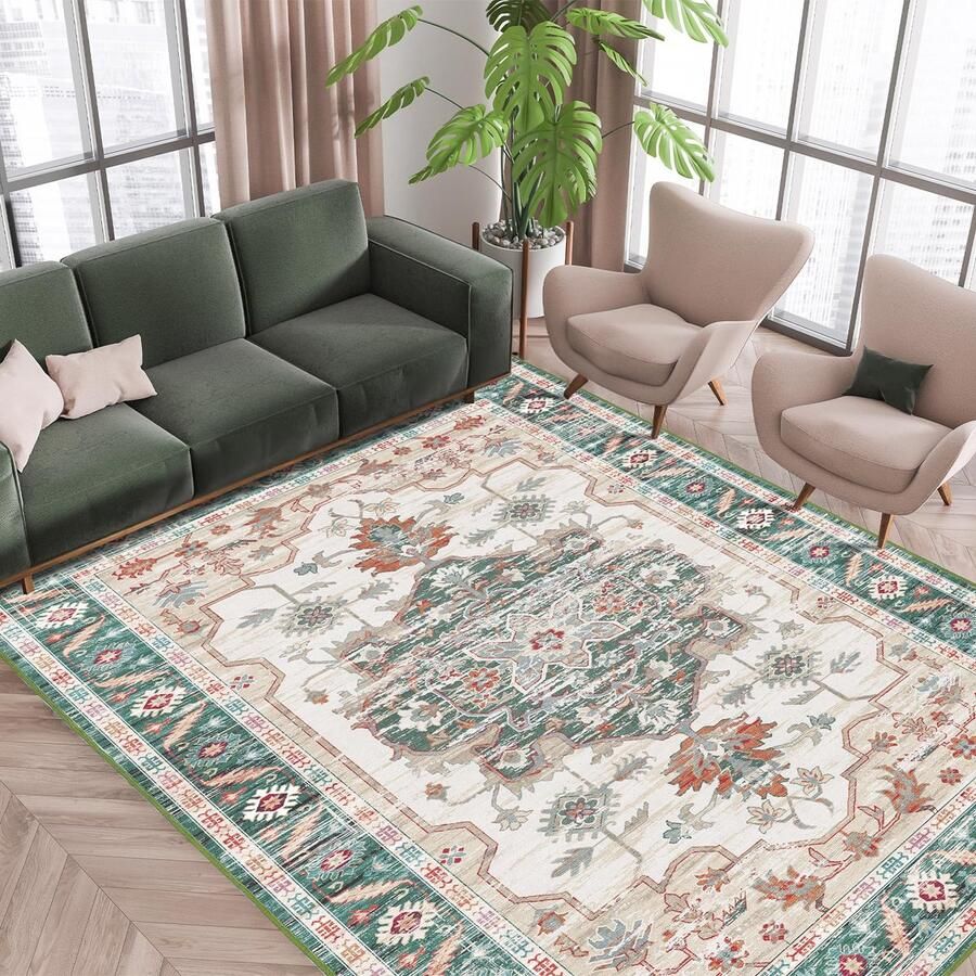 JGS Vintage Stijl Vloerkleed Geschikt voor Binnen- en Buitenruimtes met Antislip Eigenschappen