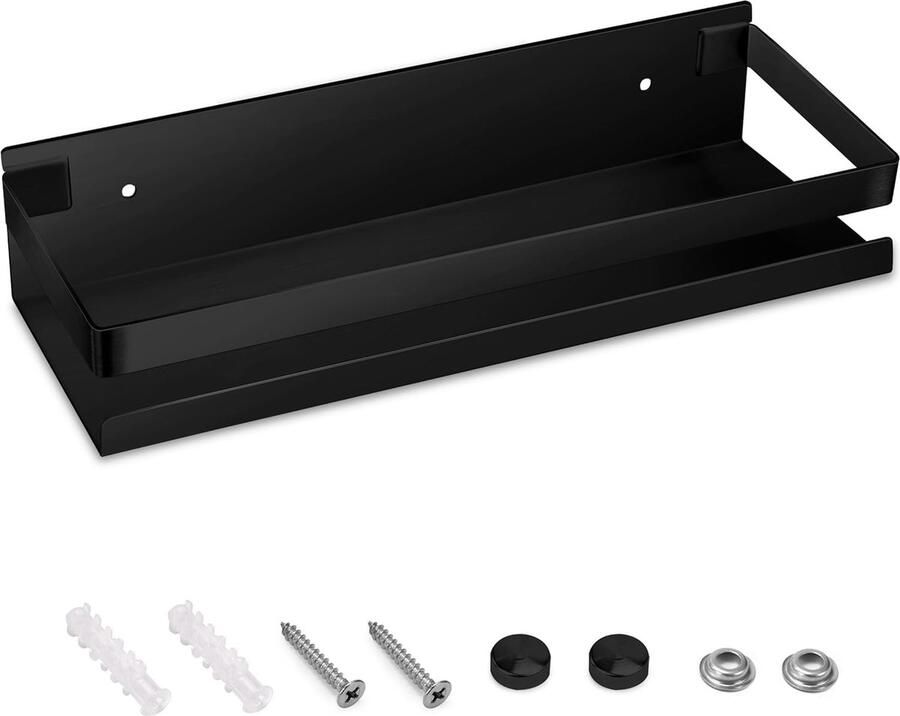 JGS Wandgemonteerd RVS Doucherek voor Badkamer en Keuken 30cm Zwart