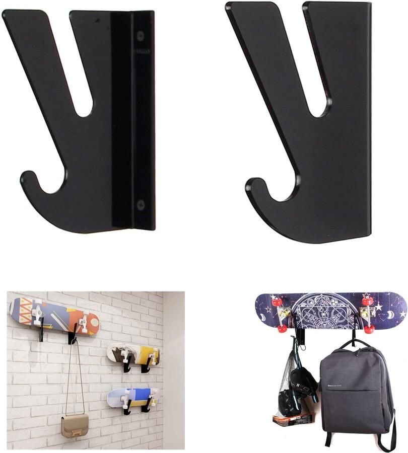 JGS WANLIAN Skateboard wandhouder display rek skateboard wandrek display rek met opberghaken wandhouder voor longboard skateboard snowboard