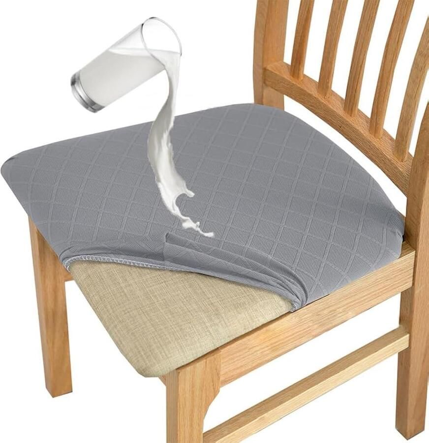 JGS Wasserafstotende en Stijlvolle Stoelhoezen voor Eetkamerstoelen Set van 4 in Lichtgrijs