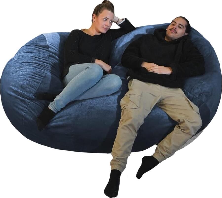 JGS XXL Zitzak Stoel voor Kinderen en Volwassenen 160 x 90 x 60 cm Blauw Comfortabel en Makkelijk te Onderhouden