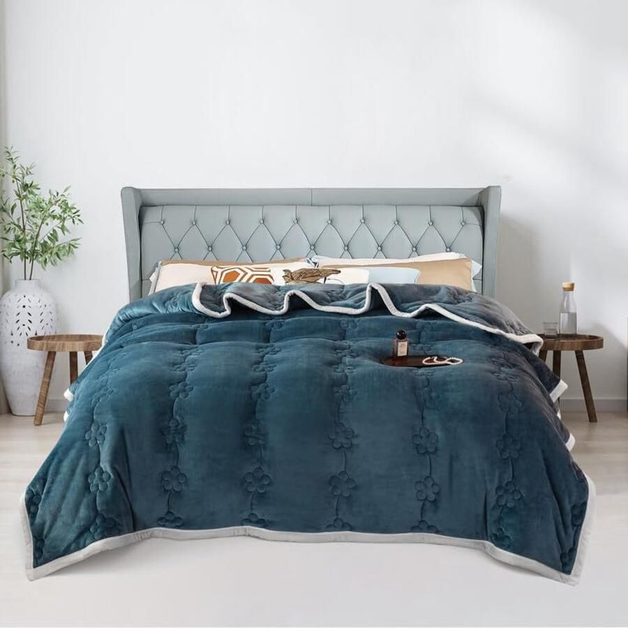 JGS Zachte en Luxe Fleece Deken voor Bank Bed en Kantoor Blauw 200x230CM