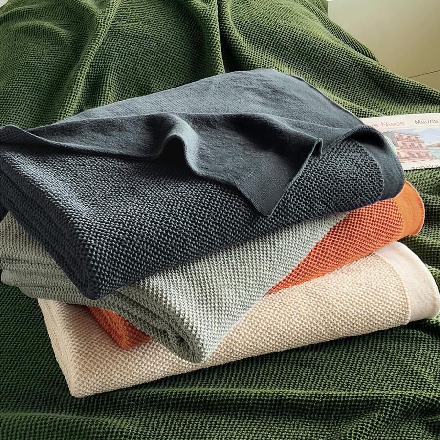 JGS Zachte Katoenen Gehaakte Woondeken voor Bank en Bed in Donkergrijs - Foto 2