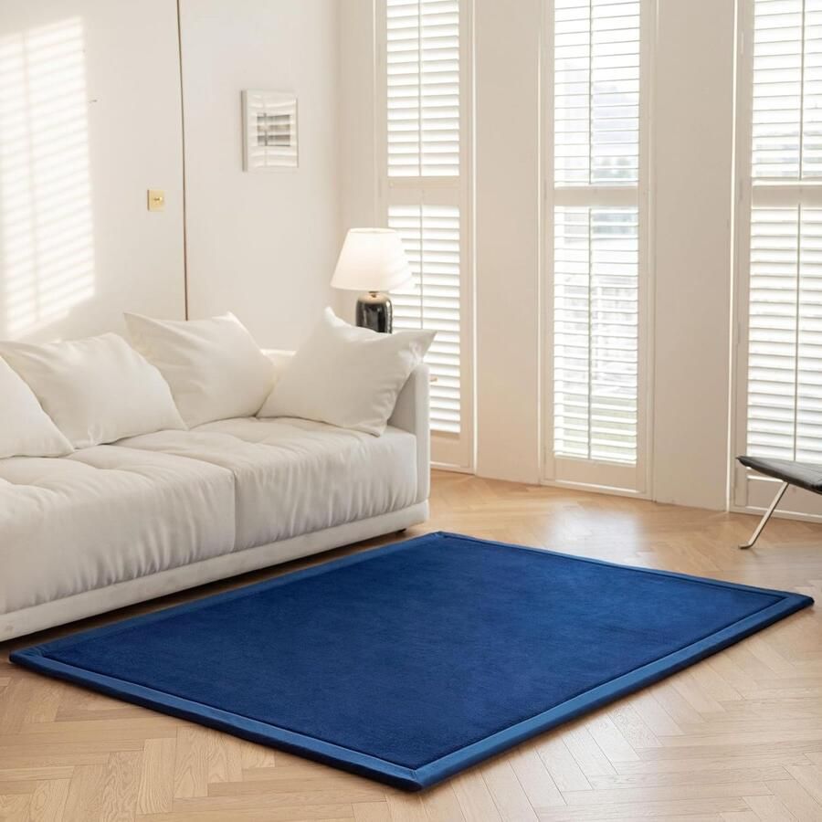 JGS Zachte Speelmat voor Kinderen Ideaal voor Koude Vloeren en Kinderkamers Donkerblauw 150 x 150 cm