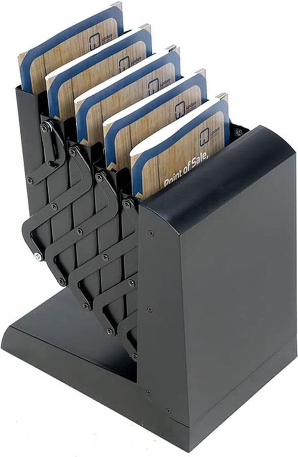 JGS Zwart Aluminium Vouwbrochurestandaard met 5 A4 Vakken Lichtgewicht en Draagbaar met Draagtas