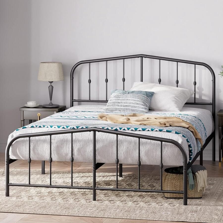 JGS Elegant en Metalen Bedframe met Opbergruimte 140 x 200 cm Zwarte Afwerking