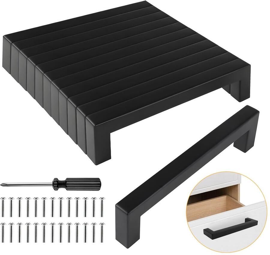 JGS Zwarte Lade- en Kastgrepen Set van 12 met Stijlvol Design voor Keuken en Meubels