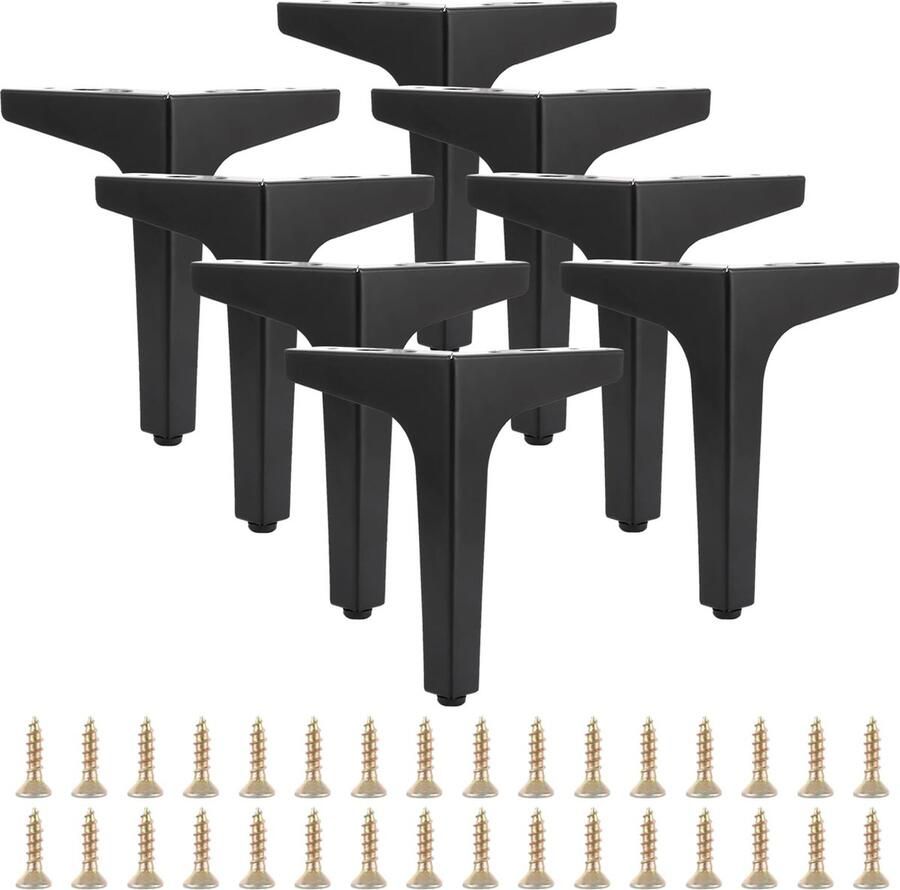 JGS Zwarte Metalen Meubelpoten Set van 8 voor Meubels 17 cm Hoog