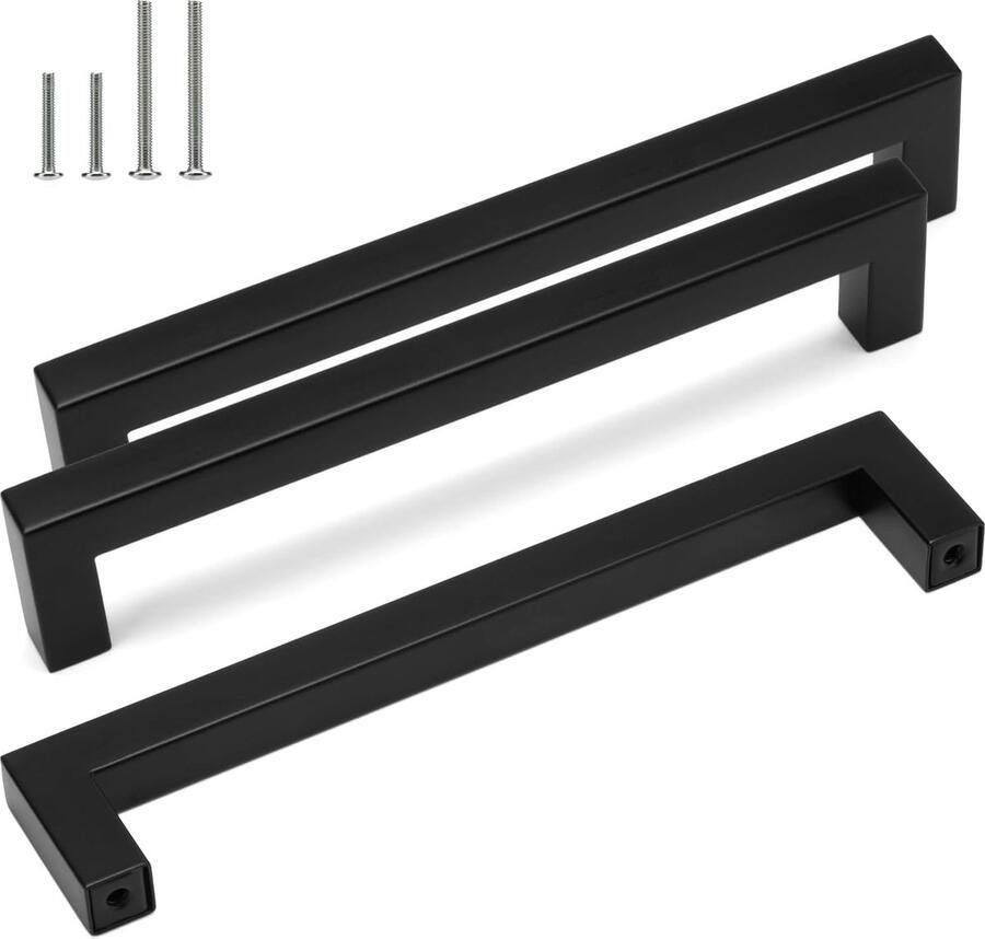 JGS Zwarte RVS Keuken- en Meubelgrepen Set van 10 voor Moderne Interieurstijl