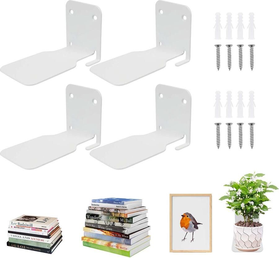 JGS Zwevende Boekenplank Set van Vier voor Stijlvolle en Ruimtebesparende Wandopslag