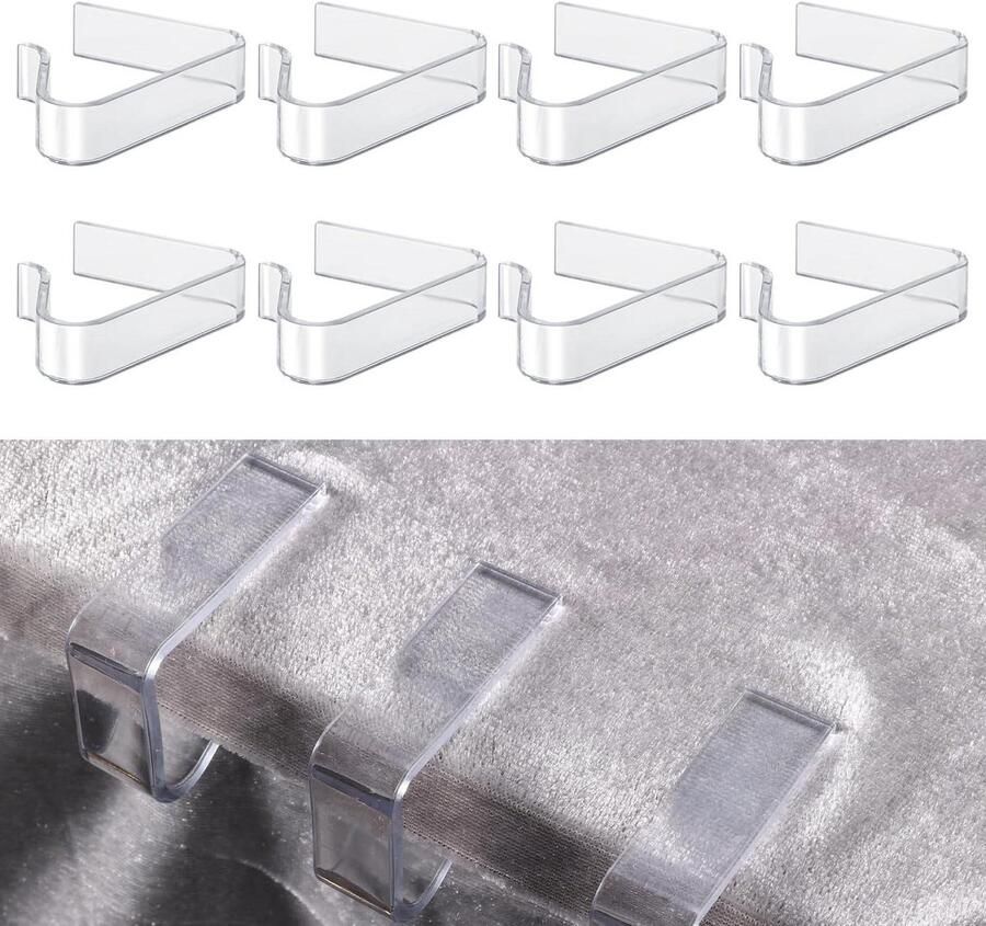 Allecto plus Plastic Tafelkleedclips Set van 8 Stuks Transparant Geschikt voor Tafelblad Dikte 3 6-5 6cm Ideaal voor Kerst Bruiloft Binnen en Buiten Kamperen