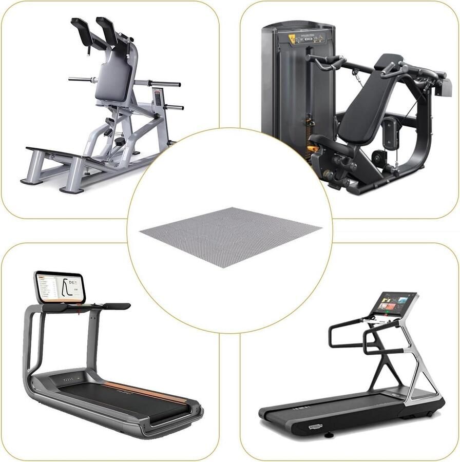 Jhubers goods Ellipse Machine antislip mat 63 62 x 53 62 cm grijs Lichtgewicht rubberen mat Onder bureau Geschikt voor zittende voetpedaaloefenaar Verbeterde stabiliteit