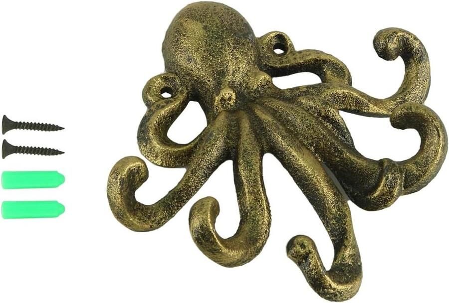 Allecto plus Gietijzeren Octopus Muurhaak Kapstok voor Entree Hal Decoratief en Functioneel