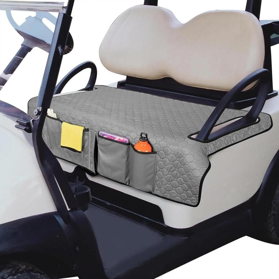 Jhubers goods Golfkarretje-stoelhoezen 128 5 x 80 5 cm met 4 zakken antislip wasbaar Ademend golfkarretje-deken Golfkaraccessoires voor 2-zits winkelwagen