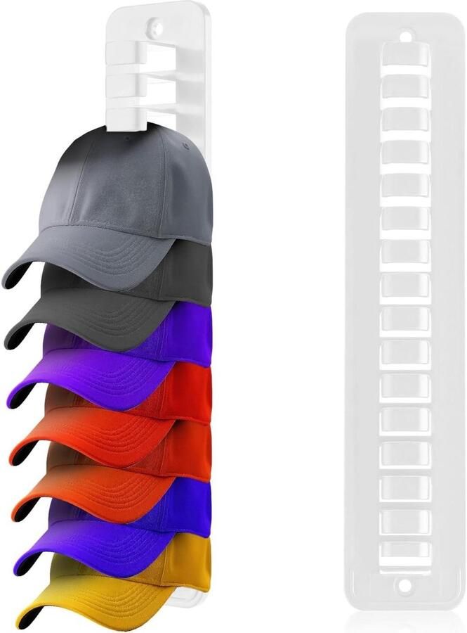 Jhubers goods Hoedenrek voor Muur Baseballpetten Organizer Hoedenhaak en Display Rek in Wit Opslag voor Hoeden in Muur Deur Kast