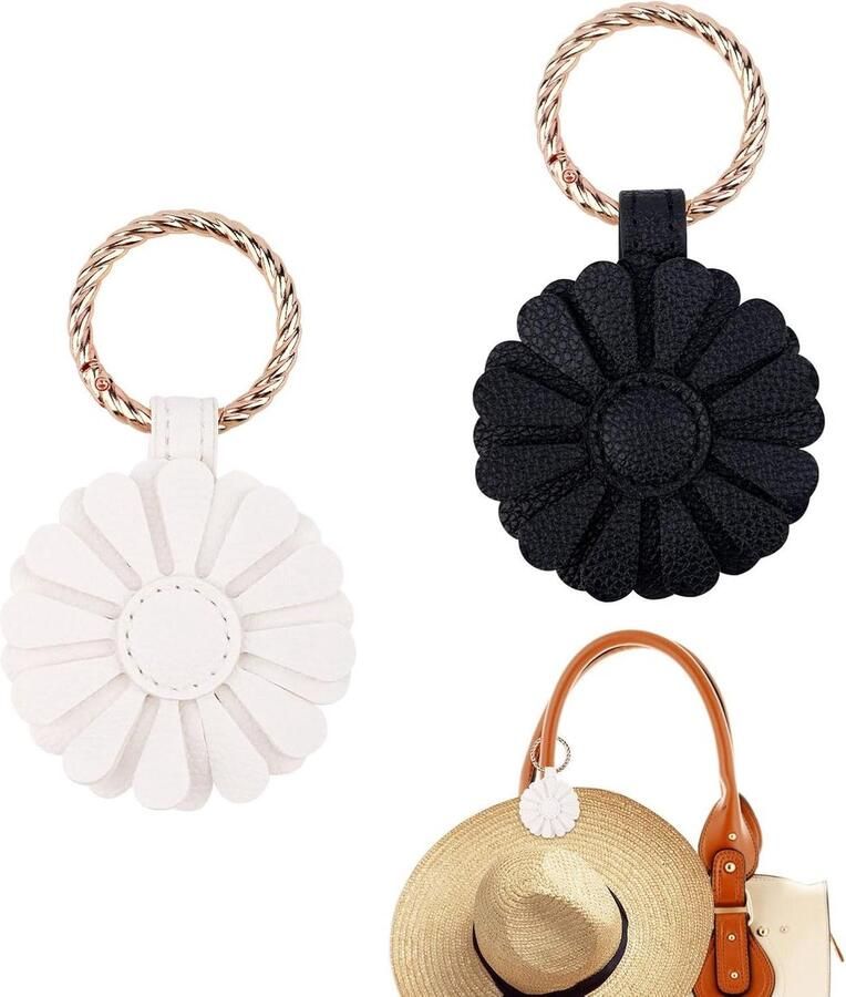 Jhubers goods Magnetische Hoedclips voor Reizen Bloemendesign Veilige Bevestiging Petclips Handtas Accessoire Zachte Greep Set van 2 Stuks Zwart & Wit