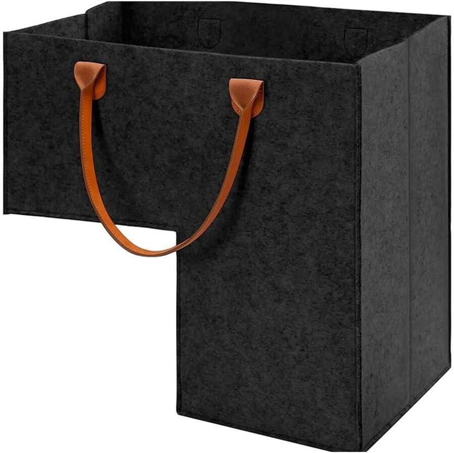 Allecto Plus Opvouwbare Trap Opbergmand van Vilt met Kunstleren Handvat L Vorm Geschikt voor Trap Opbergruimte & Organisatie