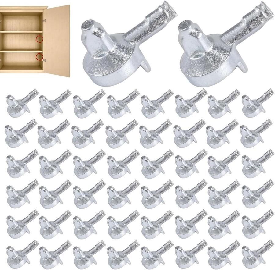 Allecto plus Plankpennen voor Boekenkast Set van 50 Vervangende Plankdragers Zilver Gelegeerd Materiaal