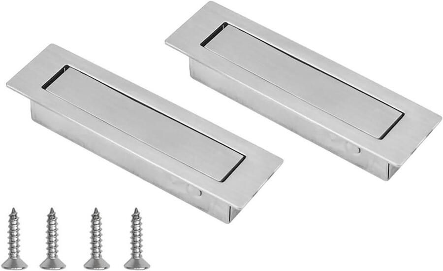 Allecto plus Roestvrijstalen verborgen kastgreep 2 stuks Vlak gemonteerd Voor schuifdeuren schuurdeuren en kastdeuren Met installatieschroeven