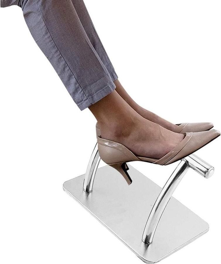 Allecto plus Roestvrijstalen voetensteun voor kappersstoel Beauty en Spa accessoire Voetpedaal met nagelmassage 34 x 29 cm