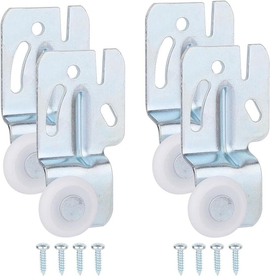 Allecto Plus Schuifdeurbeslag Set voor Kledingkasten Garderobekastwielen Voor Bypassbeslag Geschikt voor Kast en Keukendeuren van 3 4 tot 1-3 8 Set van 4 Stuks