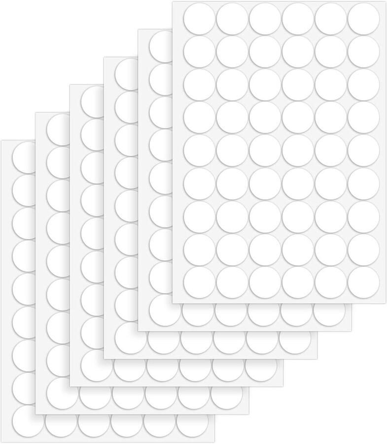 Allecto plus 6 Vellen Zelfklevende Afdekkappen voor Schroefgaten Stofdicht Screw Cover Sticker voor Kledingkast Keukenkast Boekenkast Houten Meubilair Wit Bescherming Decoratie