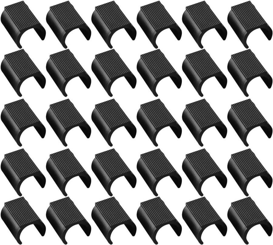 Allecto plus 30 stuks stoelpootbeschermers U-vormig zwart geluidsreductie en vloerbescherming