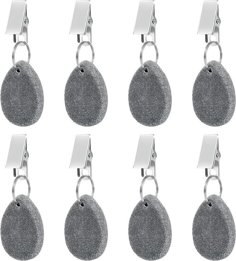 Jhubers goods -Tafelkleedgewichten set van 8 stuks natuurstenen clips voor buitenactiviteiten in grijs ideaal voor familiefeesten camping en tuinpicknicks