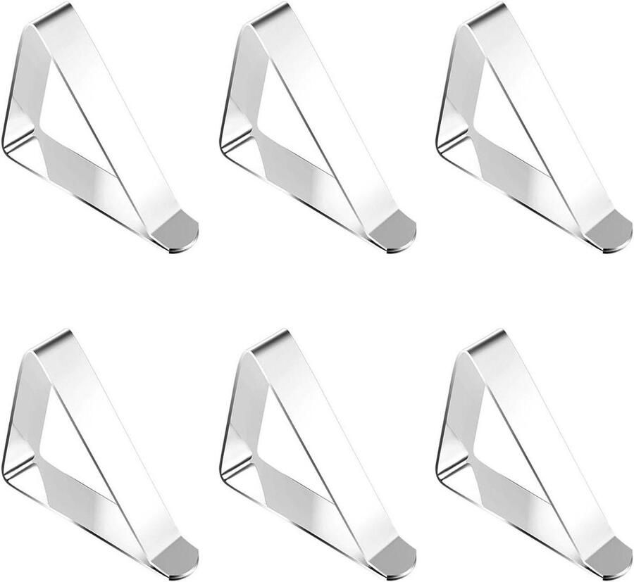 Jhubers goods Tafelkleedhouderclips 6 Stuks Roestvrijstalen Driehoekige Vorm 5 cm Picknicktafelkleedclip Tafelkleedklemhouder Tafelkleedklemmen Voor Binnen en Buiten