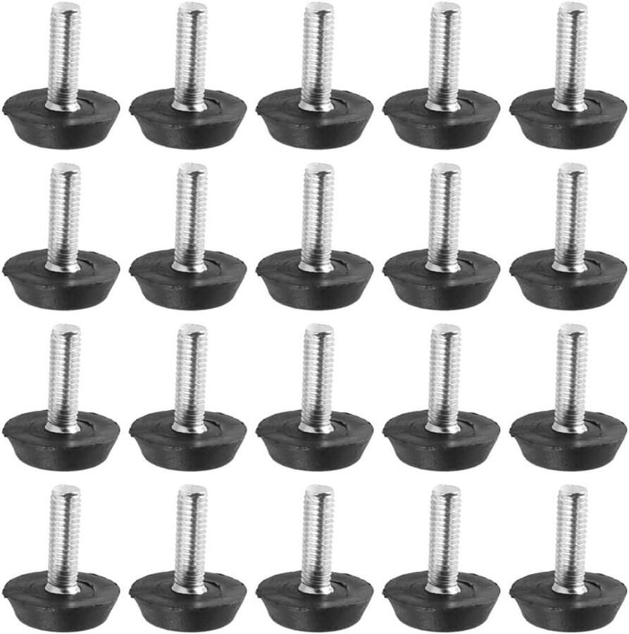 Allecto plus Verstelbare meubelnivelleringsvoet met 20 stuks Voor stoelpoten M6x20mm