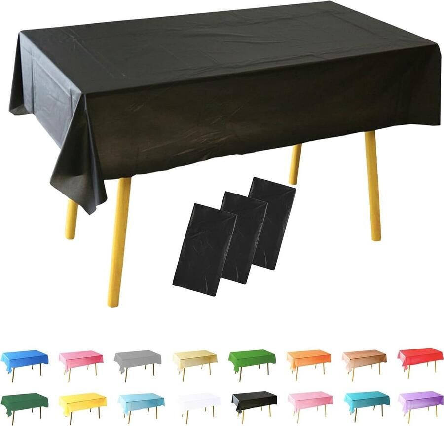 Jhubers goods Wegwerp tafelkleden voor Halloweenfeest 3 stuks 137 x 274 cm Zwart Waterdicht Oliebestendig