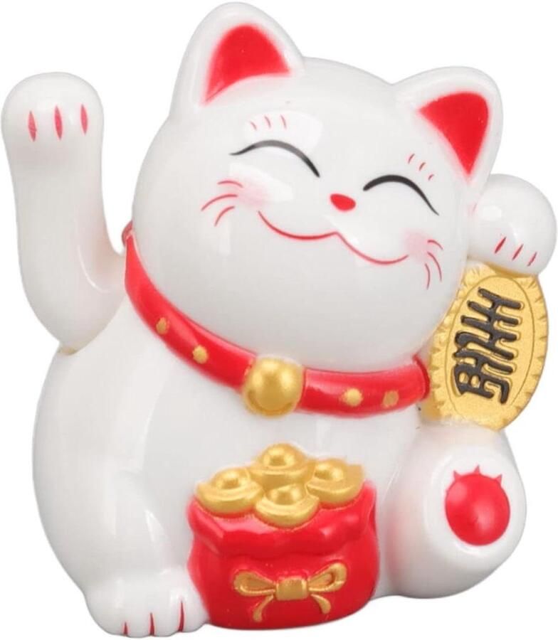 Jhubers goods Zwaaiende Kat Beeld Gelukskat voor Bureau of Auto Zonne-energie Aangedreven