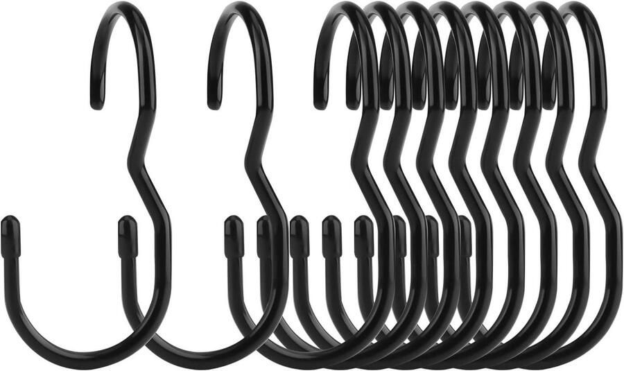 Allecto plus Heavy Duty Metalen S Haken voor Keuken en Kast Set van 10 Zwart