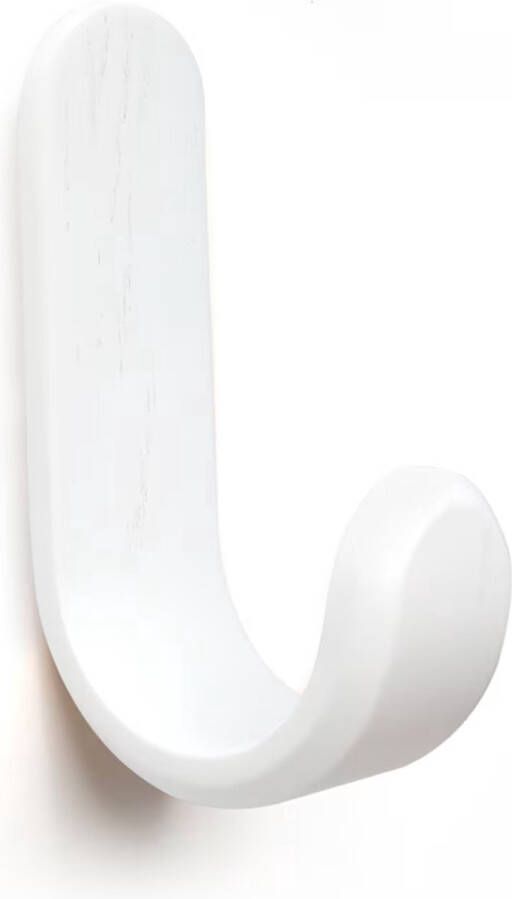 JIYUERLTD 3 stuks Wit Wandkapstok Ophanghaakjes Jashaak Kapstok haakjes Wandhaak Hout haak Muurhaak Handdoekhouder J Hook Curve Hook