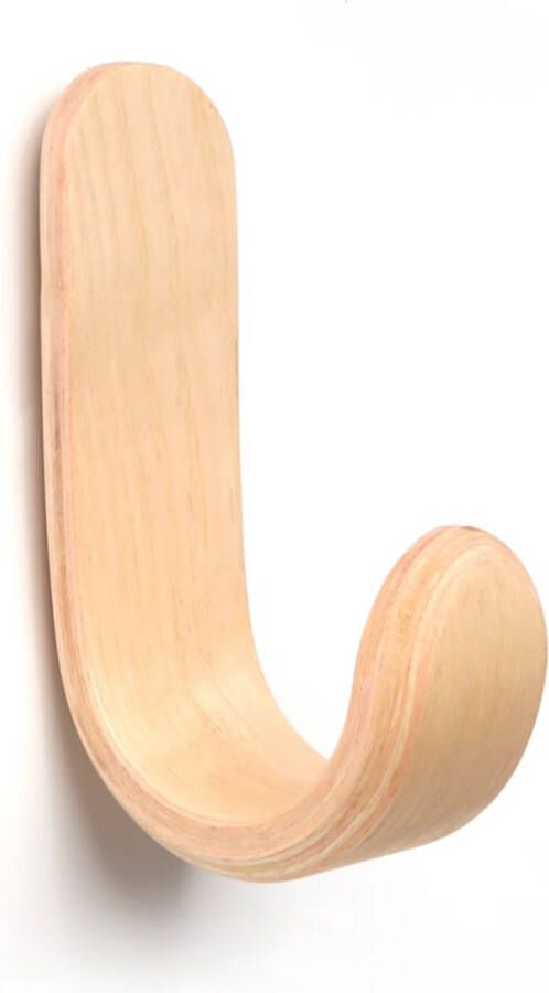 JIYUERLTD 2 stuks Naturel Hout Wandkapstok Ophanghaakjes Jashaak Kapstok haakjes Wandhaak Hout haak Muurhaak Handdoekhouder J Hook Curve Hook