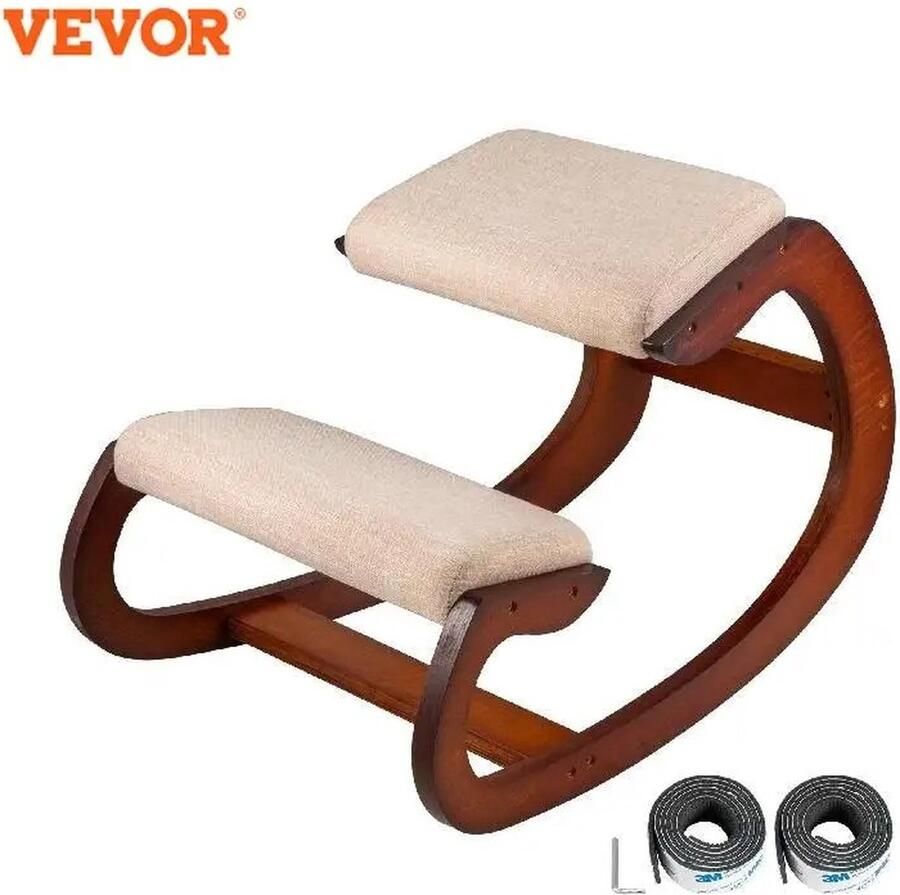 JK24 Kniestoel ergonomisch Ergonomische kniestoel Ergonomische bureaustoel houten frame beige