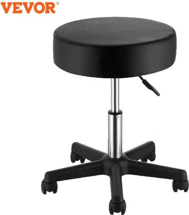 JK24 Tabouret op wielen Zadelkruk op wielen Kruk op wielen Kapperskruk op wielen 181kg draagvermogen ultradik kussen draaibare kruk voor salon bar thuis kantoor massage zwart