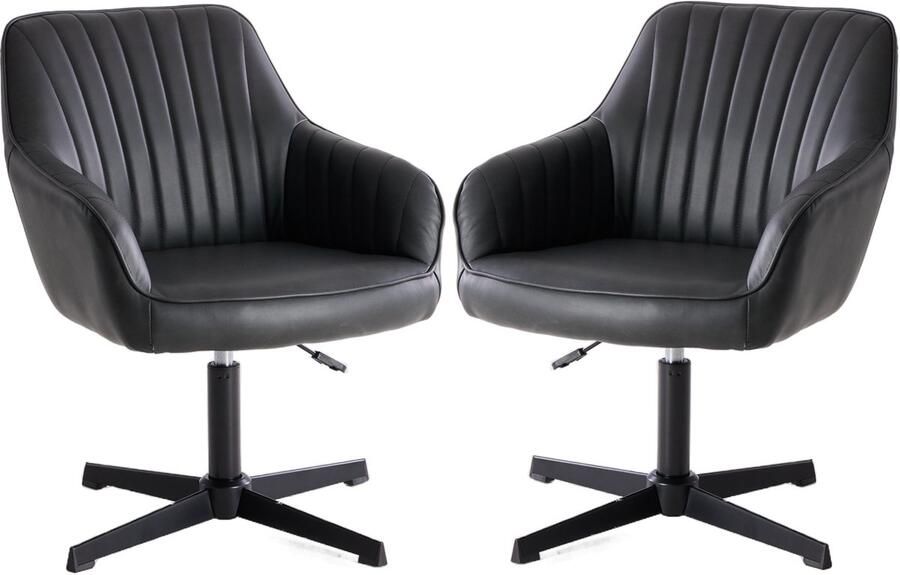 JOEAIS 2 stukken Ergonomische Bureaustoel draaistoel Kinderstoel in hoogte verstelbare make-upstoel werkkamer Bureaustoelen voor Volwassenen tot 135kg Office Chair voor thuis slaapkamer kantoor studeerkamer make-up stoel (zwart)
