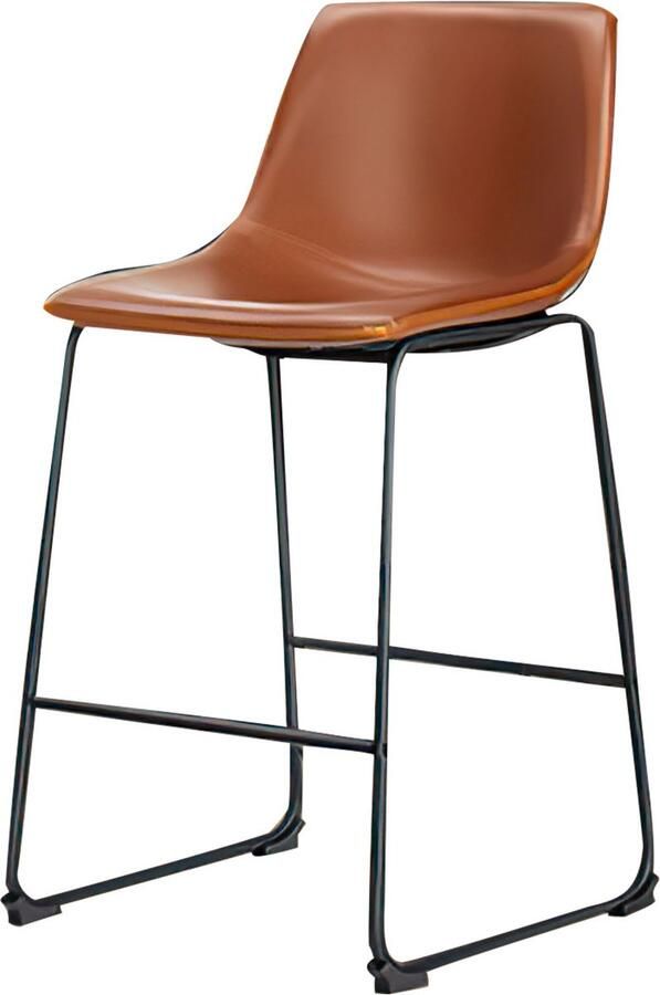 JOEAIS Barkruk barkrukken set of 2 Bistrokruk Metalen structuur MDF barstoel kruk licht puur kunstleer goed gewatteerde zitting in hoogte verstelbaar 92cm hoog max- 360° draaibaar bruin