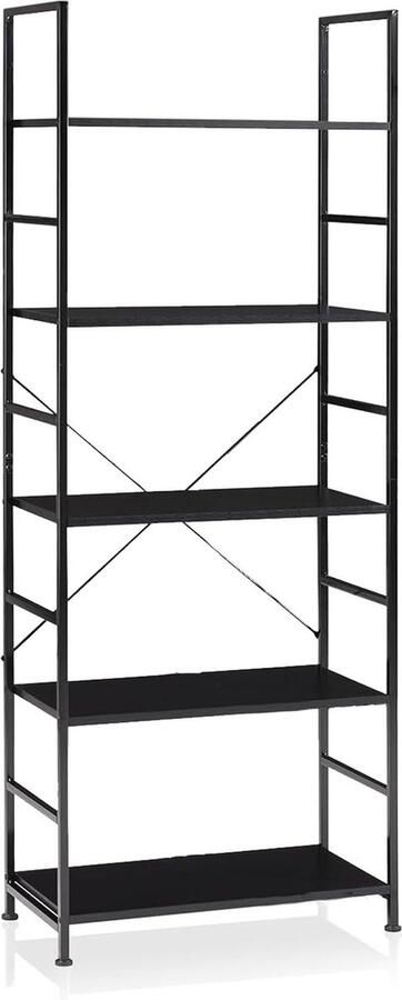 JOEAIS Boekenkast met 5 planken Vrijstaand rek met stalen frame Staand rek voor woonkamer slaapkamer werkkamer 60 * 30 * 158 cm Metalen frame voor opberg-organizer voor CD's boeken en films zwart